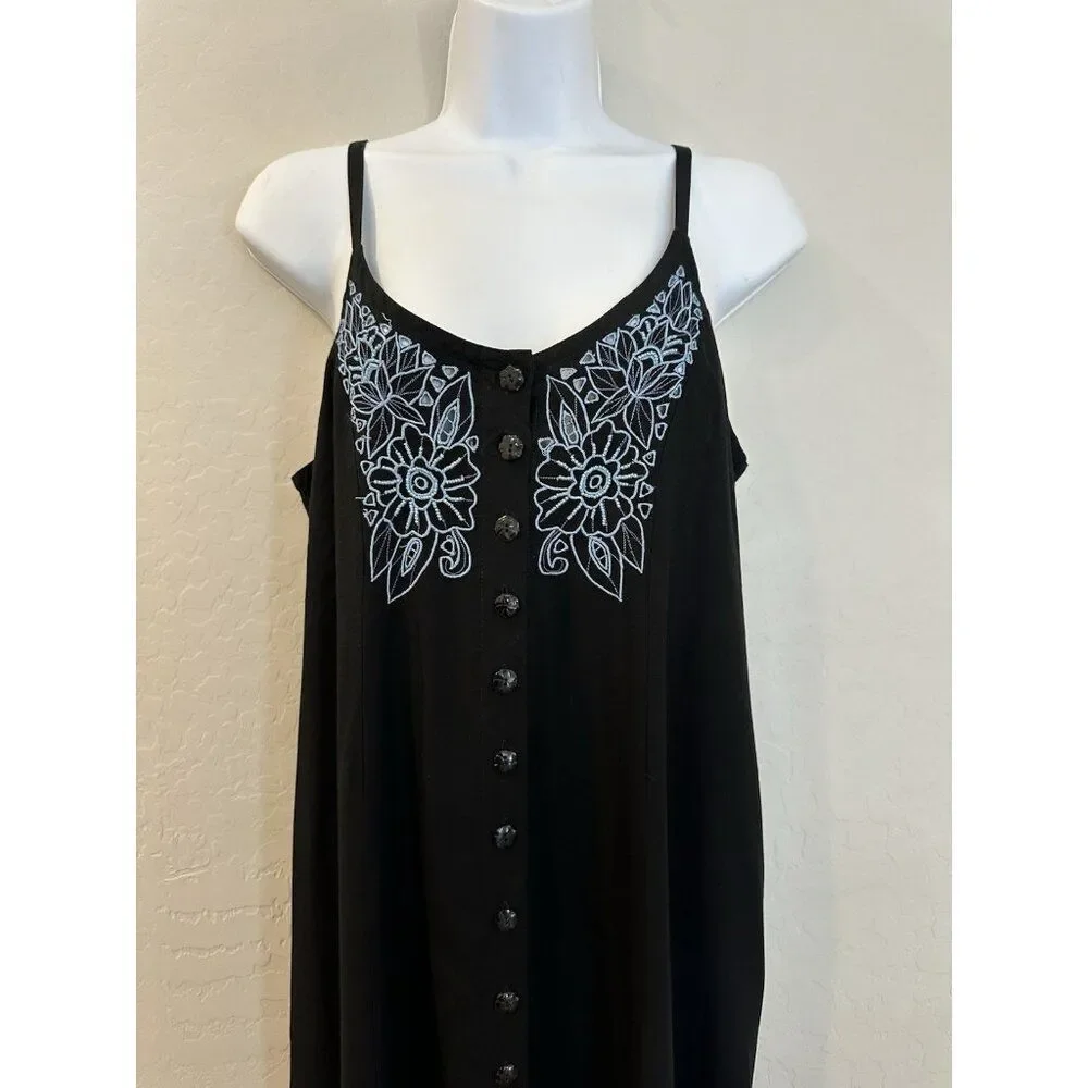 Button Down Embroidered Lace Bohemian Dress 90’s Western Coastal Cowgirl - Picture 6 of 15
